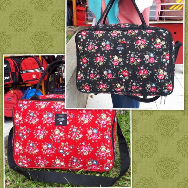 Tas gym cewek/Travel bag kanvas MOTIF / tas piknik jinjing renang/tas pakaian motif