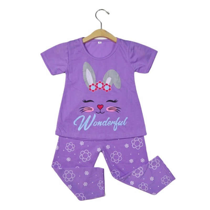 SETELAN FASHION SIKUNING BAJU ANAK PEREMPUAN MOTIF RABBIT BAHAN KAOS 2-6 TAHUN