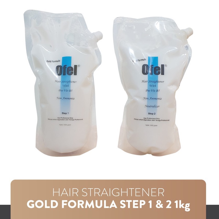 (1 Kg) Ofel Hair Straightener Smoothing Gold Formula | Step 1 / Step 2
