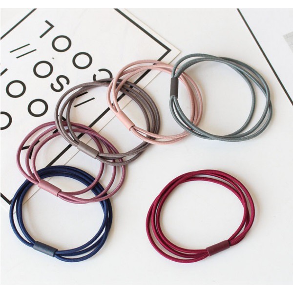 Ikat Rambut Ponytail Korea 3 lapis / Karet Rambut / Kuncir Rambut Warna Warni-6