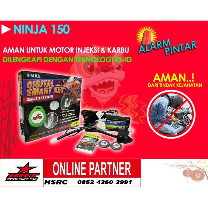 Alarm Motor SMARTKEY BRT Kawasaki NINJA 150 R RR KRR smart key REMOTE DIGITAL Ninja 2Tak Anti Maling