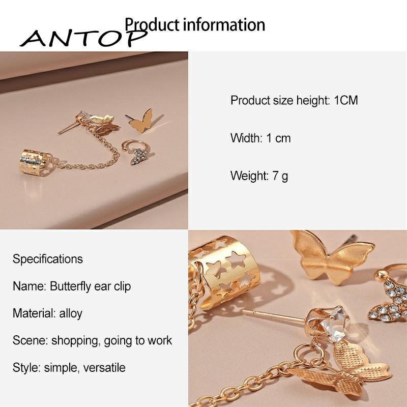 Butterfly Anting Klip Bentuk Kupu-Kupu Bahan Alloy