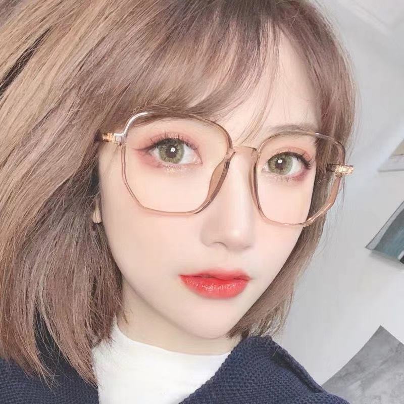 (YUZHU) Ultra Ringan Ultra Tipis Bingkai Persegi Anti Cahaya Biru Kacamata Korea Fashion Oversized Frame Transparan Warna Eyeglasses