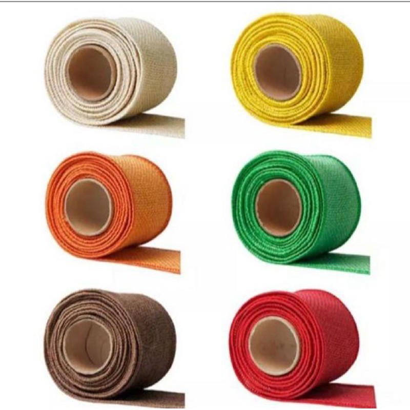 Pita Burlap / Jute / Goni Polos dengan pinggiran kawat halus