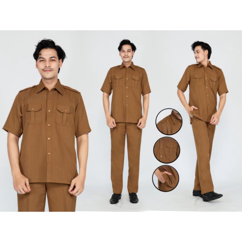 PDH PRIA BAHAN WOOL KAHKI TUA/KHAKI MUDA/BAHAN KATUN KHAKI TUA MEREK ELPONTE