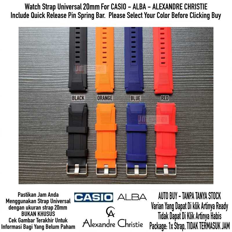 SIKAI Wide Watch Strap Casio Alba Alexandre Christie - Tali Jam 20mm Rubber Sporty Silikon