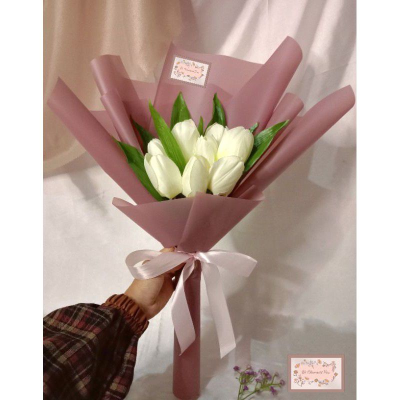 [EX DISPLAY] buket bunga tulip putih