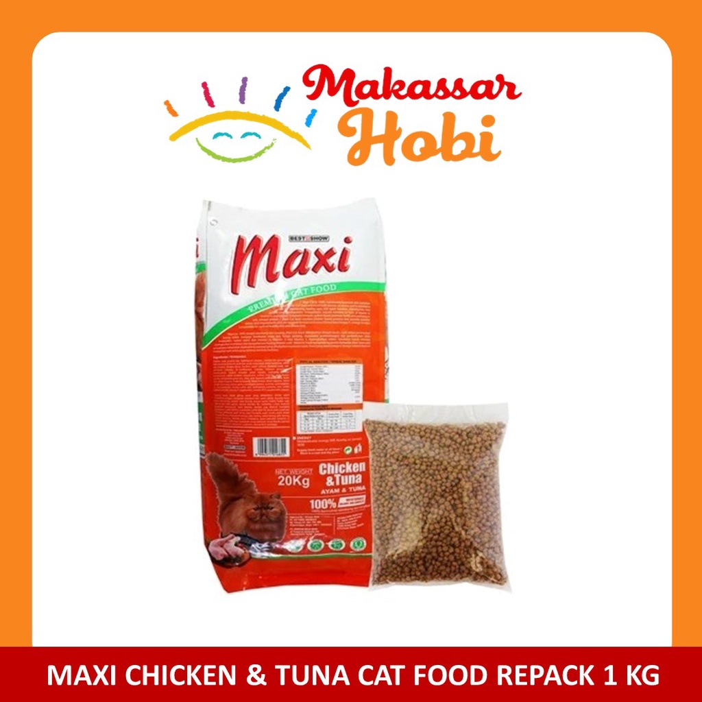 Makanan Kucing MAXI Chicken &amp; Tuna Cat Food Repack 1kg 1 Kg