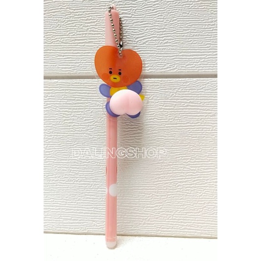 Dalingshop / PULPEN GEL BT21 + GANTUNGAN UNIK LUCU BT21 / PEN BT21 / PEN SQUID GAME + GANTUNGAN BONEKA GOYANG  / PULPEN SQUID GAME-Tata