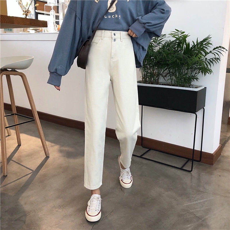 Celana Jeans Wanita High Waist | Korea Style Boyfriend Celana Jeans