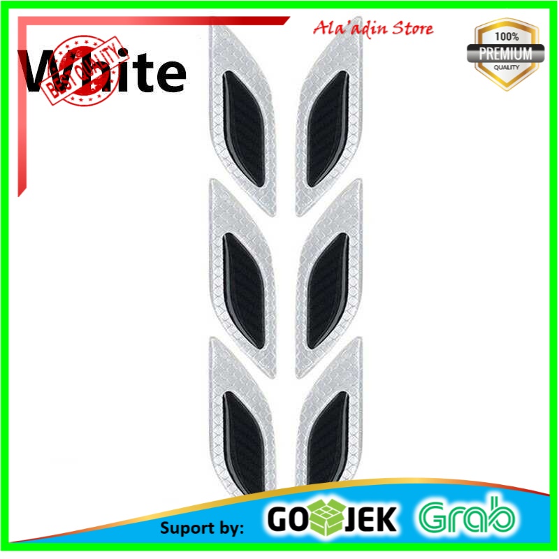 Cuci Gudang LARATH Carbon Fiber Car Sticker Auto Warning Decal Strips 6PCS - 1183