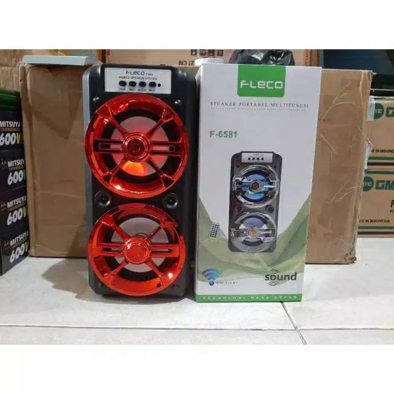 COD✅ SPEAKER KARAOKE FLECO F-6581/F-6582 (FREE MIC+REMOTE+USB) /BT/AUX/FM/TV CA