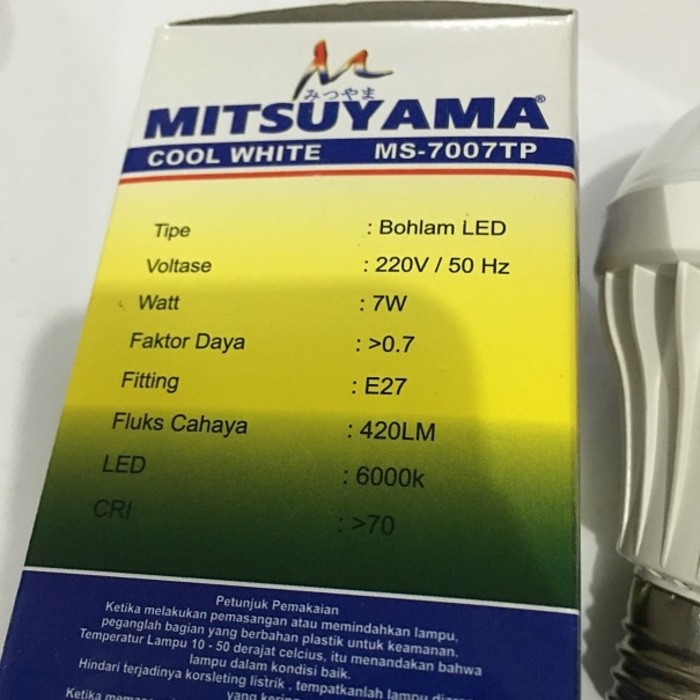 Lampu LED 9W Mitsuyama Kualitas Terbaik Putih MS7009TP