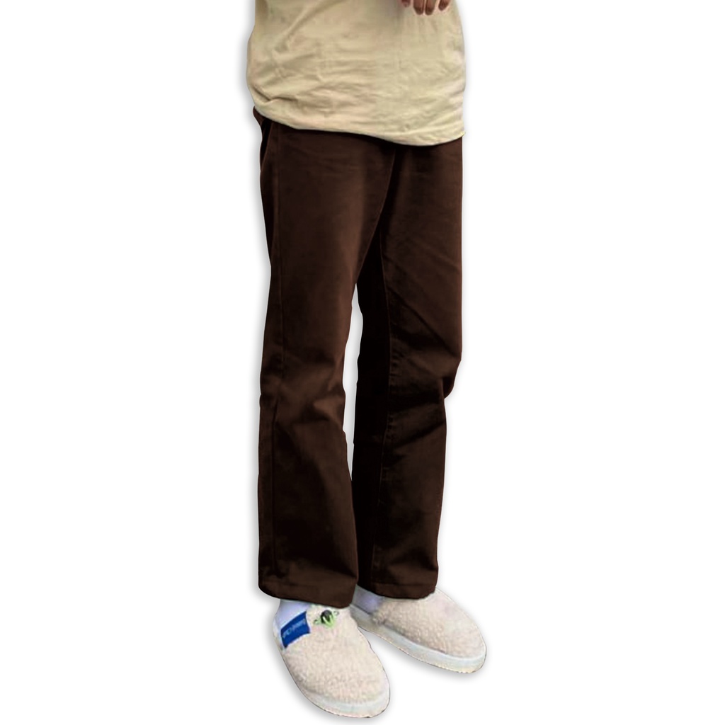 Dritto Baggy Long Pants Canvas - Celana Panjang Regular - Coklat