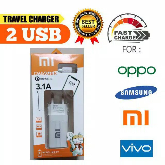 [WS] CHARGER / CASAN BRANDED 2 USB VOOC MICRO USB FOR ANDROID [TC-04] 2 USB