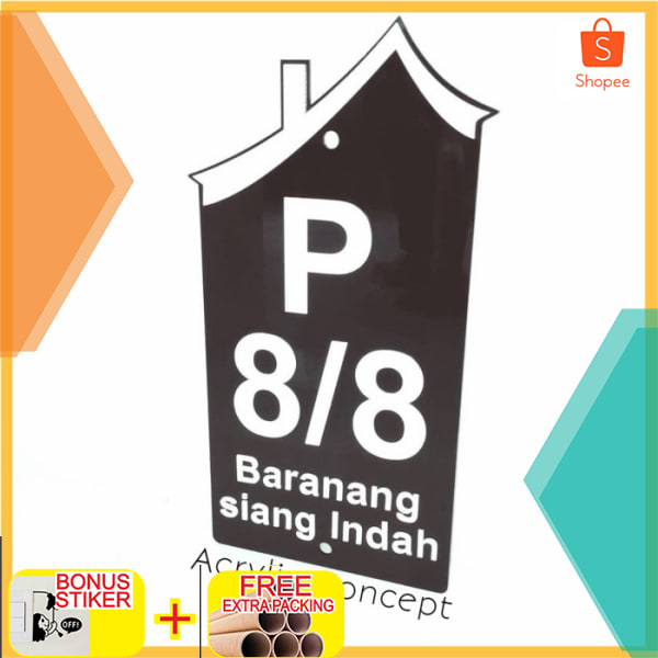 

Plat nomor rumah acrylic / akrilik 30 x 17cm 2 lapis proses cepat - 2 lapis Elegan