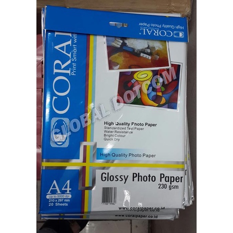 

Senikertas- Coral Glossy Photo Paper 230 Gsm A4 -Kertas-Seni.