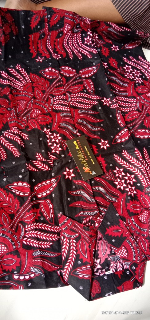 Nabila Batik Jumbo M / 10xl Kemeja Lengan Pendek Motif Manggar Merah Murah Batik Jumbo