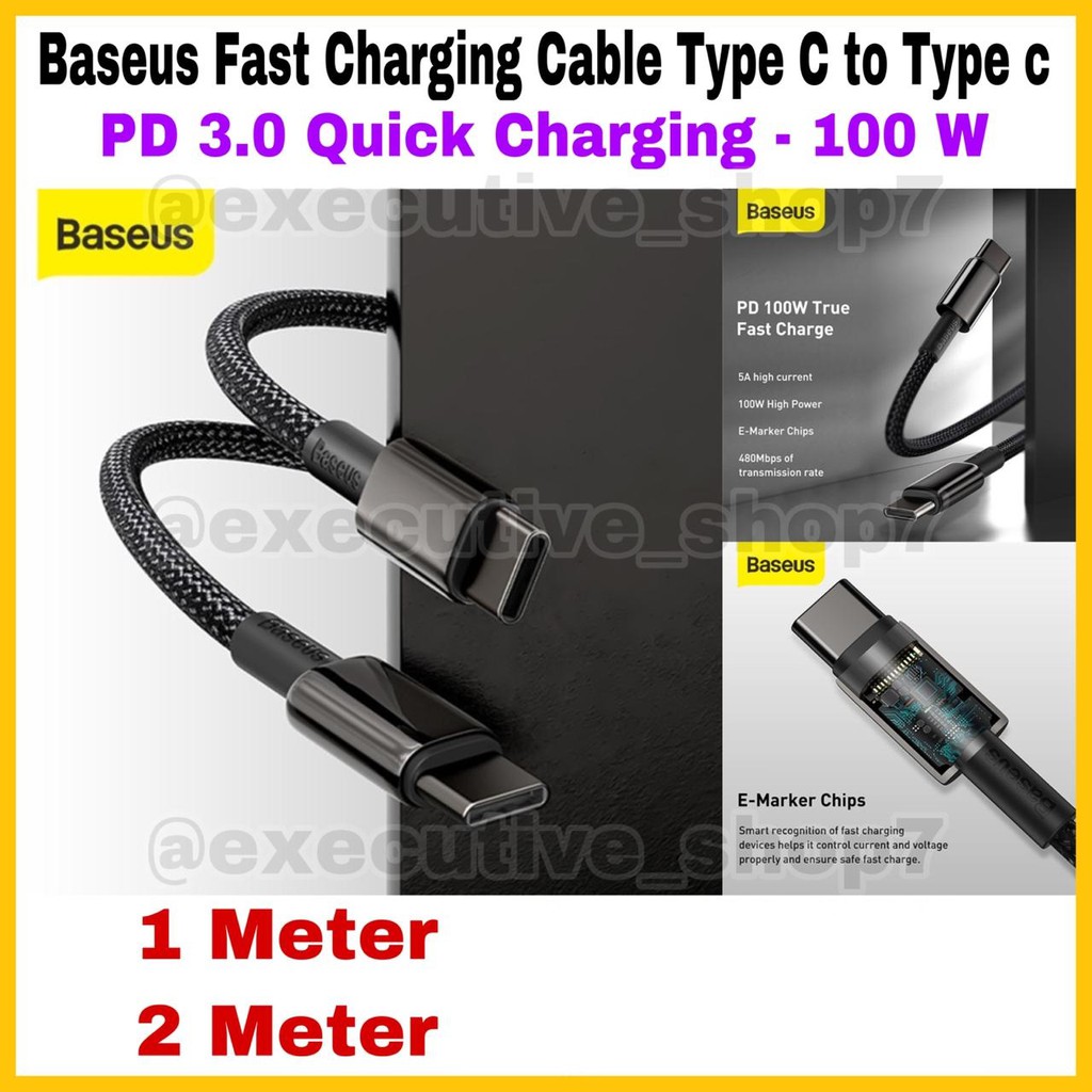 Baseus Fast Charger Cable Type C to Type C - PD 3.0 Quick Charging - 100w