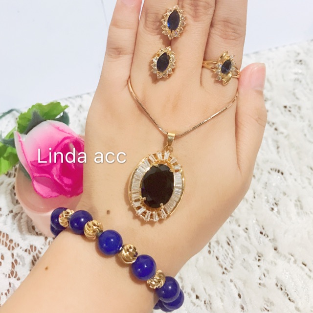 set permata giok gelang karet giok asli kalung xuping awet 8