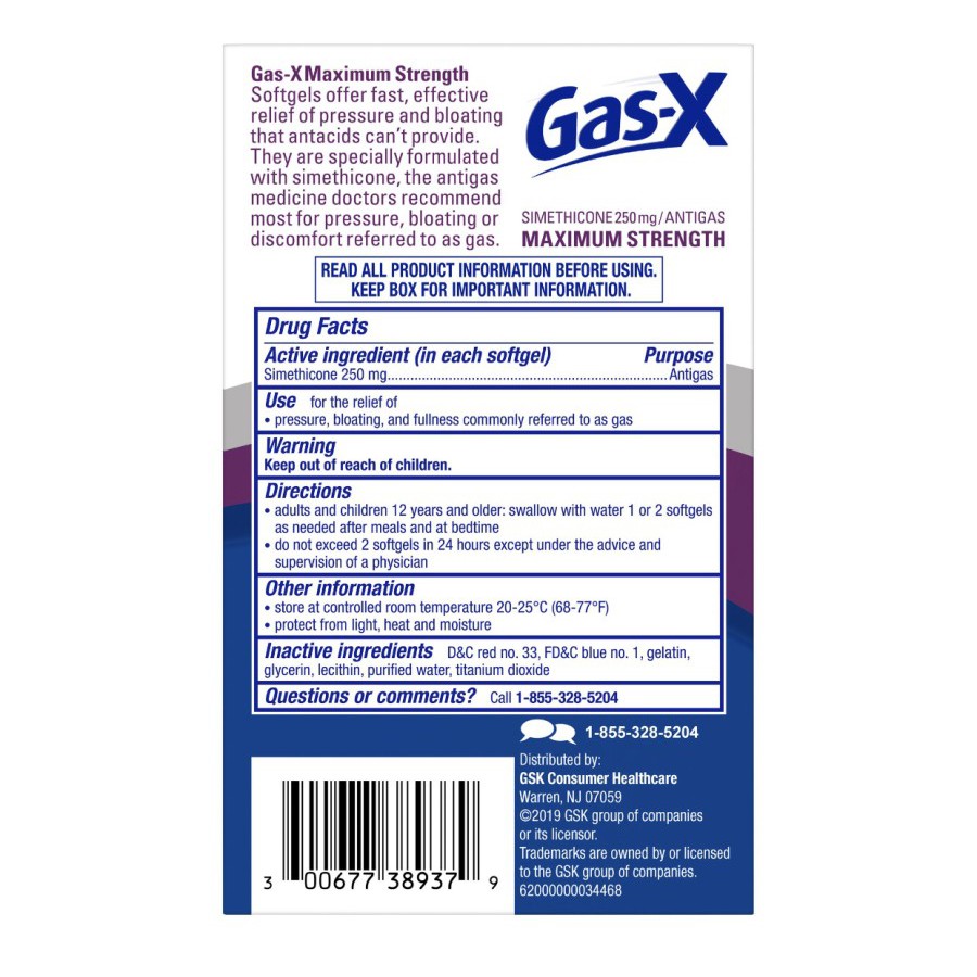 Gas-X Maximum Strength Maag Asam Lambung Relieves Bloating &amp; Gas Fast - 30 &amp; 50 Softgels