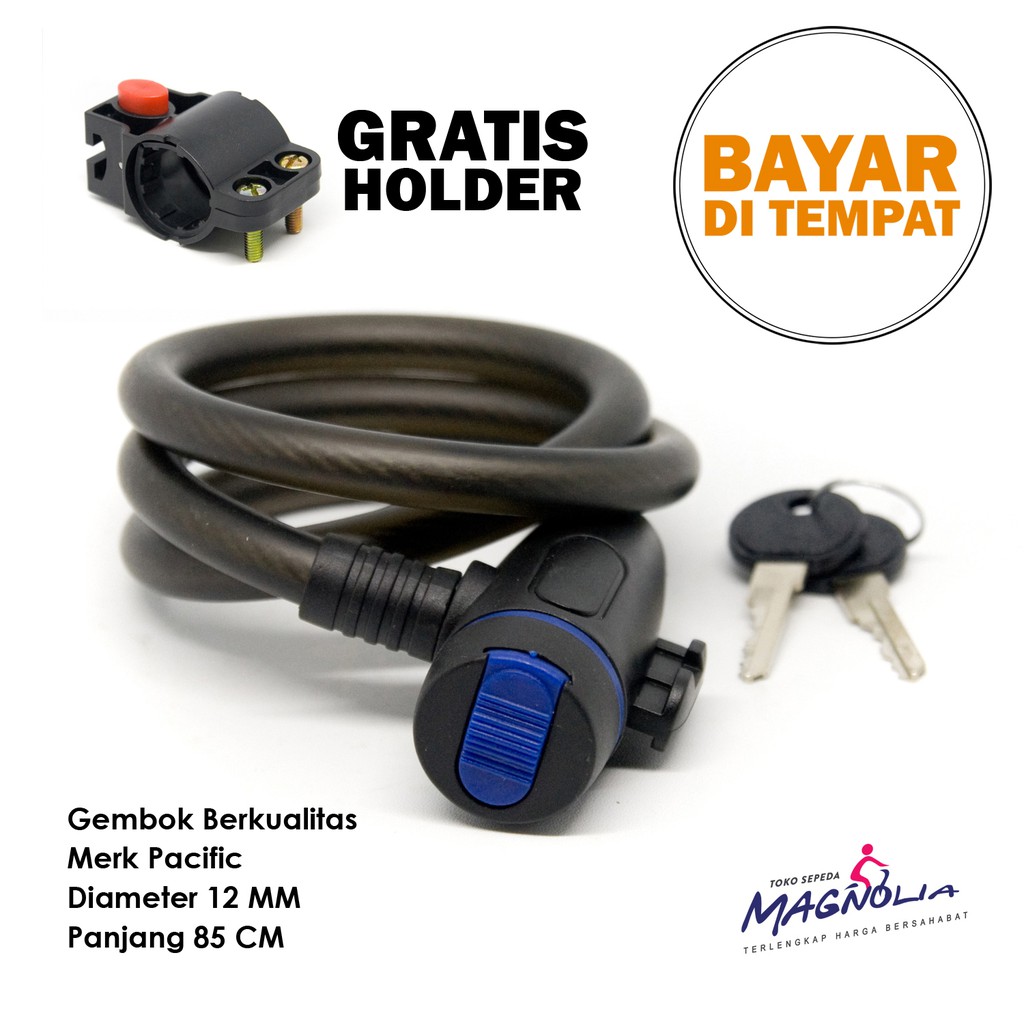 Kunci Konci Gembok Sepeda Kabel Pengaman Sepeda Sepedah Anti Maling Gunung Lipat Merk Pacific