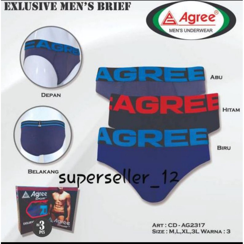 3 PCS CELANA DALAM PRIA | CELANA DALAM AGRE ART.2317 | CELANA DALAM EXCLUSIVE MEN'S BRIEFS