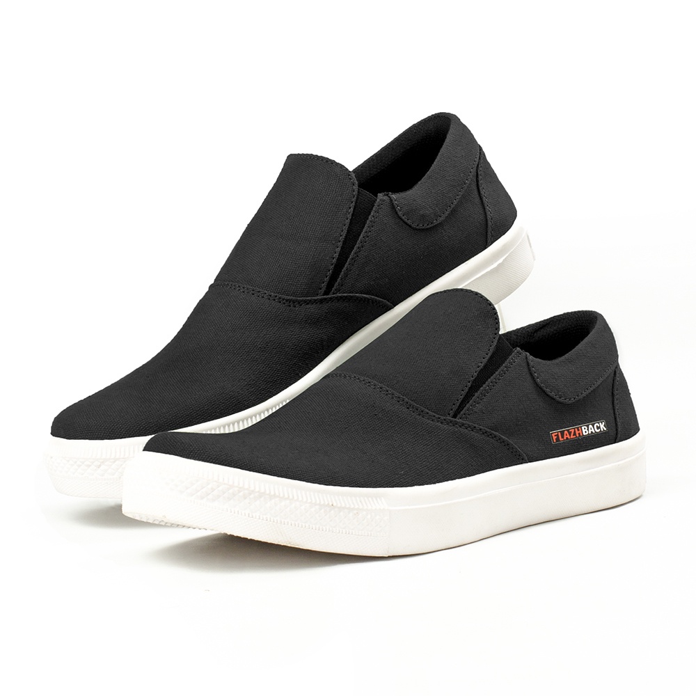 OWL BLACK |ManNeedMe x FLAZHBACK| Sepatu Sneakers Pria Casual Slip On Kanvas ORIGINAL