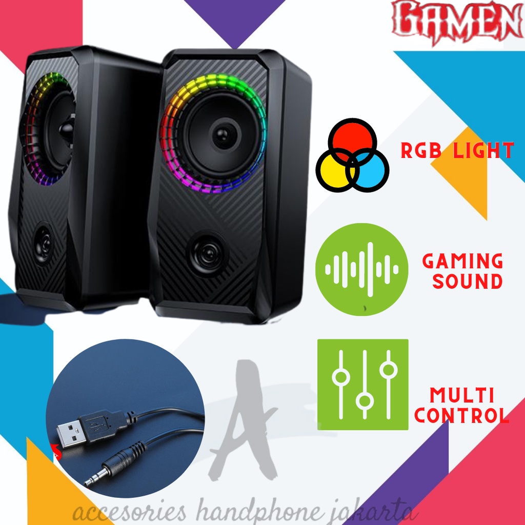 SPEAKER SPIKER SALON GAMING GAMEN GS5 RGB LIGHT GARANSI SATU TAHUN