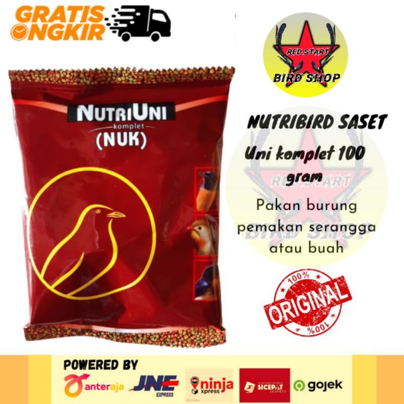 Nutribird Nutri Bird UNI Komplet Versele Laga Kemasan 50 Gram dan 100 Gram Pakan Burung Pleci Prenjak