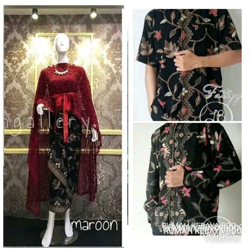 COUPLE LONG CAPE BRUKAT/KEBAYA COUPLE/BAJU KONDANGAN/BAJU BATIK COUPLE RUMAH KEBAYA BANDUNG RUMAH SONGKET BANDUNG
