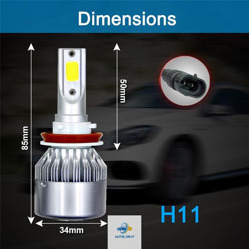 Lampu LED Mobil Headlight 1 PCS Lampu Utama C6 H4 H7 H11 9005 9006 / 36 W 3800L 6000K