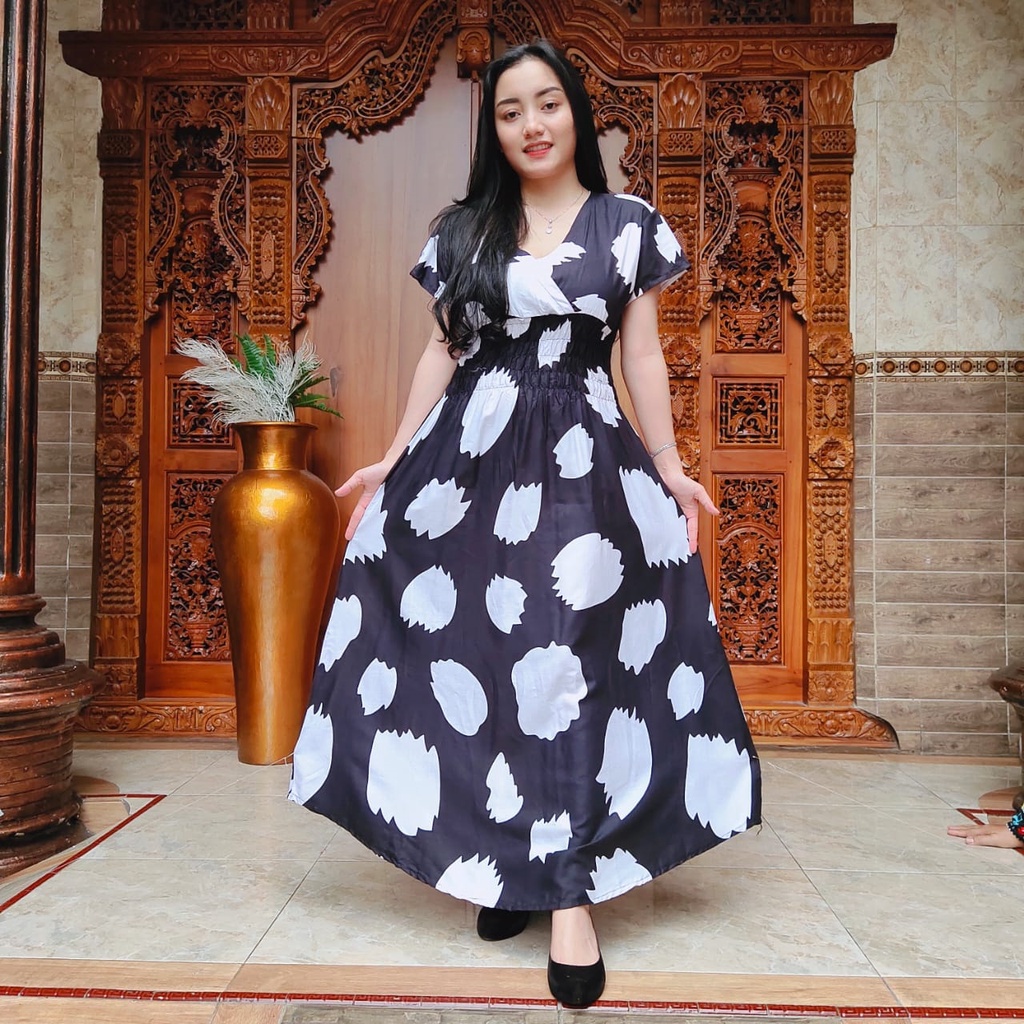 DASTER MOZA PRINT | BALI LONGDRESS-YOSHI BLACK