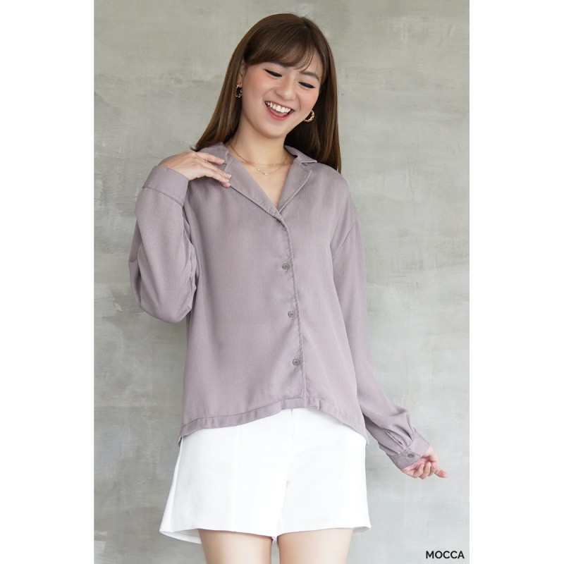 Basic Crinkle Shirt Atasan Kemeja Wanita