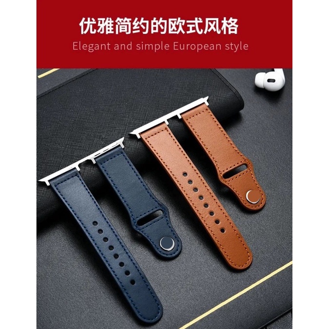 Strap Leather Kulit Apple Watch Jam Gelang 40 41 42 Rantai Milanese 45 38 iWatch Seri 1 2 3 4 5 SE 7