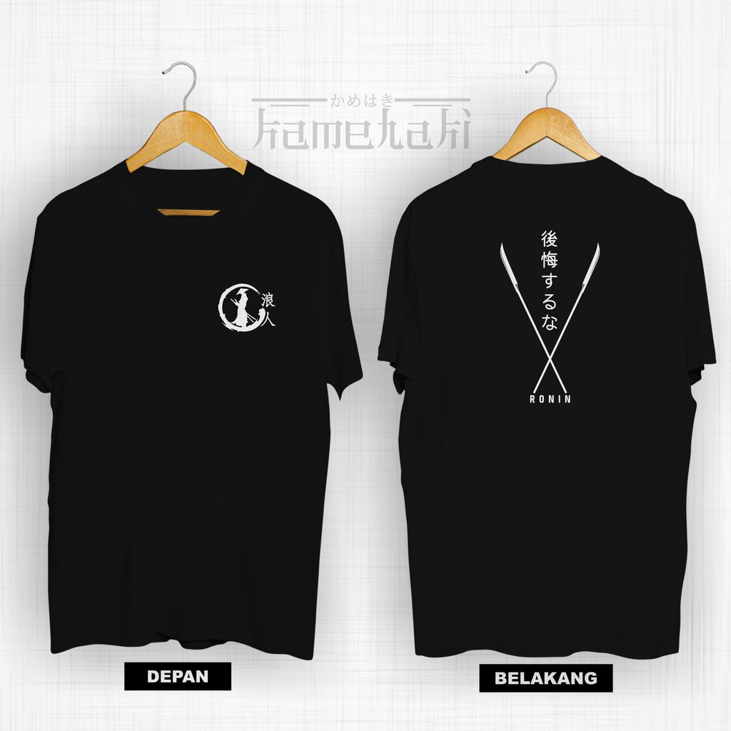 Baju Kaos Distro Jepang RONIN NAGINATA db. Kaos Tulisan Jepang / Kaos Samurai / Kaos Anime Cosplay