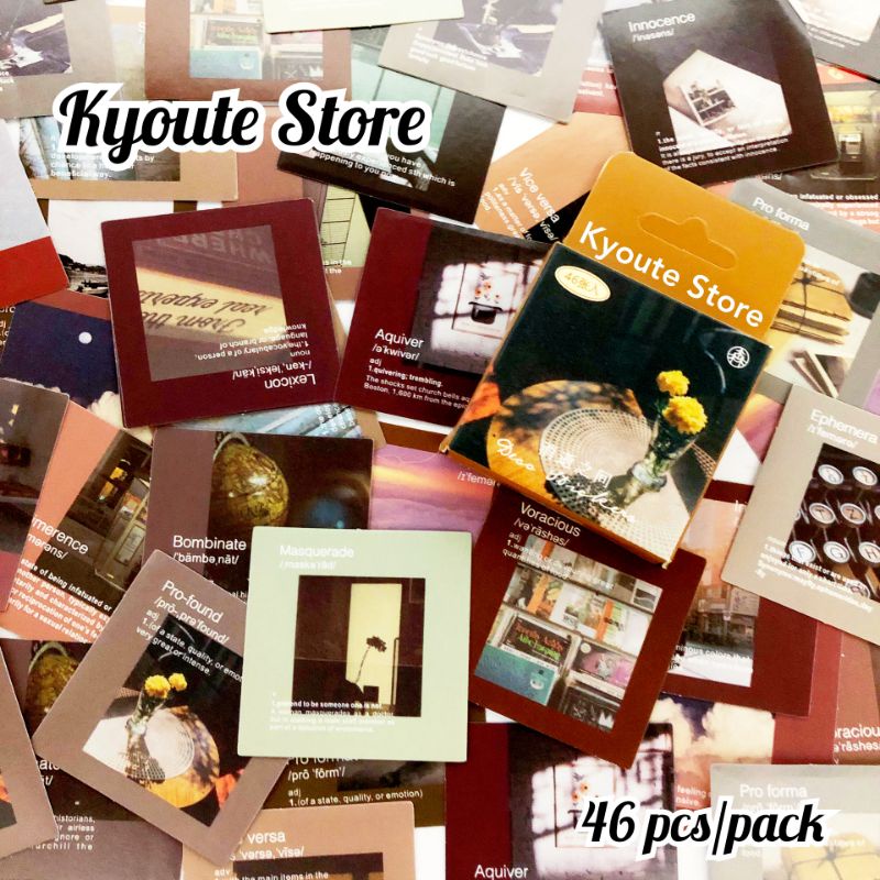 

46 pcs Sticker Aesthetic Language Vocabulary English Retro Scrapbook DIY Bujo Planner Diary Seal