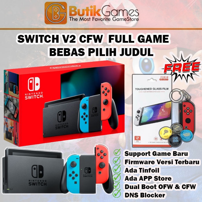 Nintendo Switch Console V2 Hac 001 01 New Model CFW 128GB 256GB 400GB 512GB Full Game