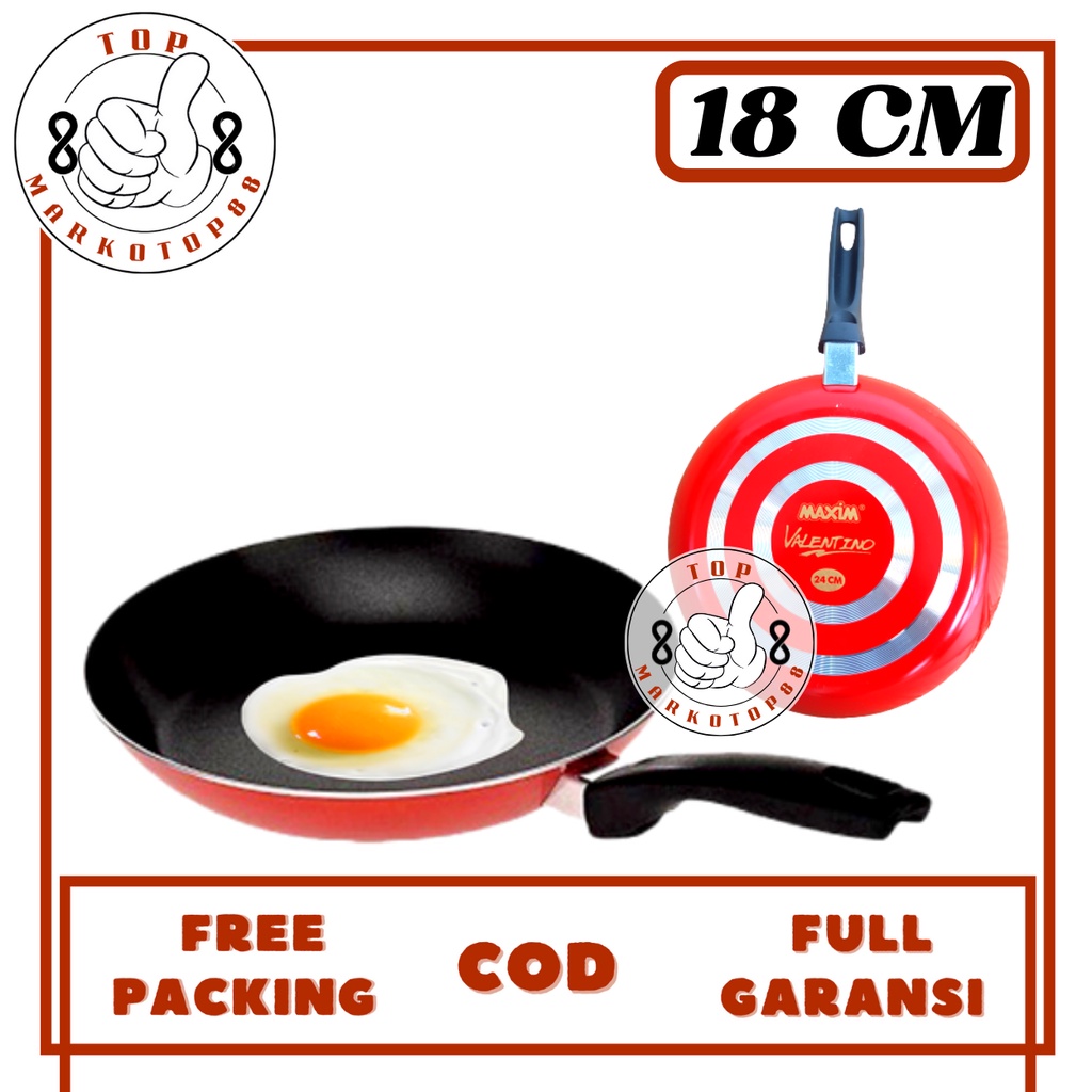 TEFLON MAXIM VALENTINO 18 CM PANCI TEFLON WOK WAJAN KUALI FRYPAN PENGGORENGAN PANCI TEFLON TEPLON MA