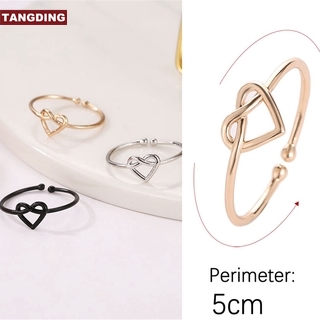 【COD Tangding】Cincin Simple Tipis Model Terbuka Desain Hati Hollow Adjustable untuk Wanita