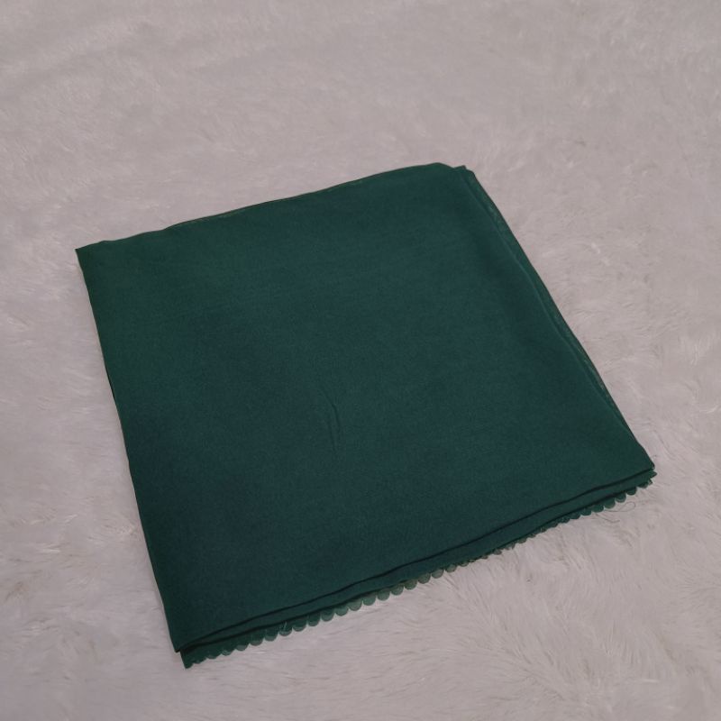 Jilbab Bella Square Laser Cut Original Polycotton PREMIUM Kerudung Segi Empat-Laser HIJAU BOTOL