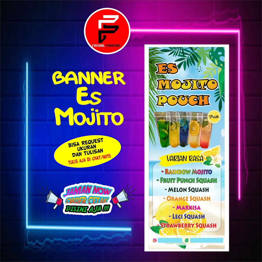 Jual Spanduk Banner Warung Minuman Es Mojito Ukuran 0,6 X 1,6 Meter ...