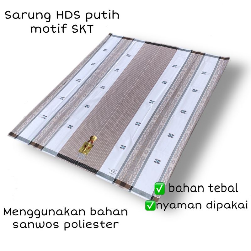 Aulia - Sarung Samarinda HDS Putih//Sarung HDS Putih Motif Salur