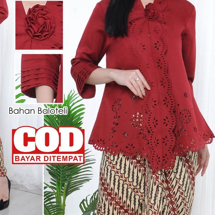 ™ Atasan Kebaya Encim Modern Warna Merah Maroon / Kebaya Wisuda Elegan / Kebaya Moderen Merah Marun 