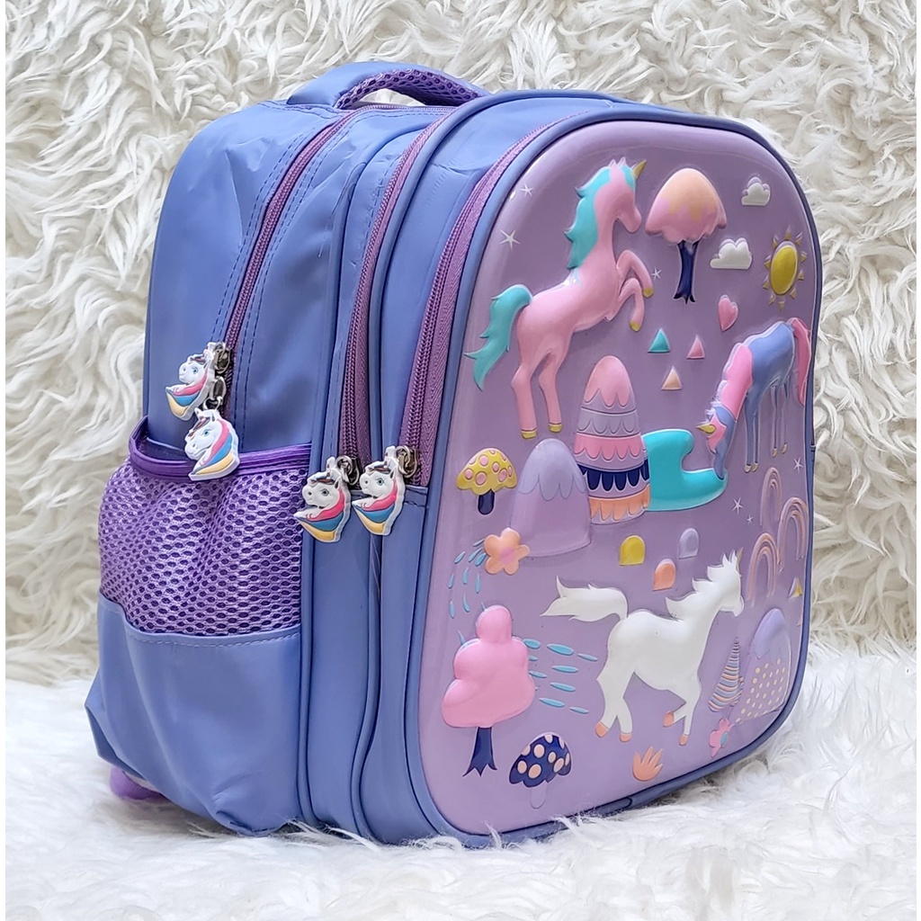 Ransel Sekolah TK SD Kuda Unicorn Timbul Glossy Backpack Horse