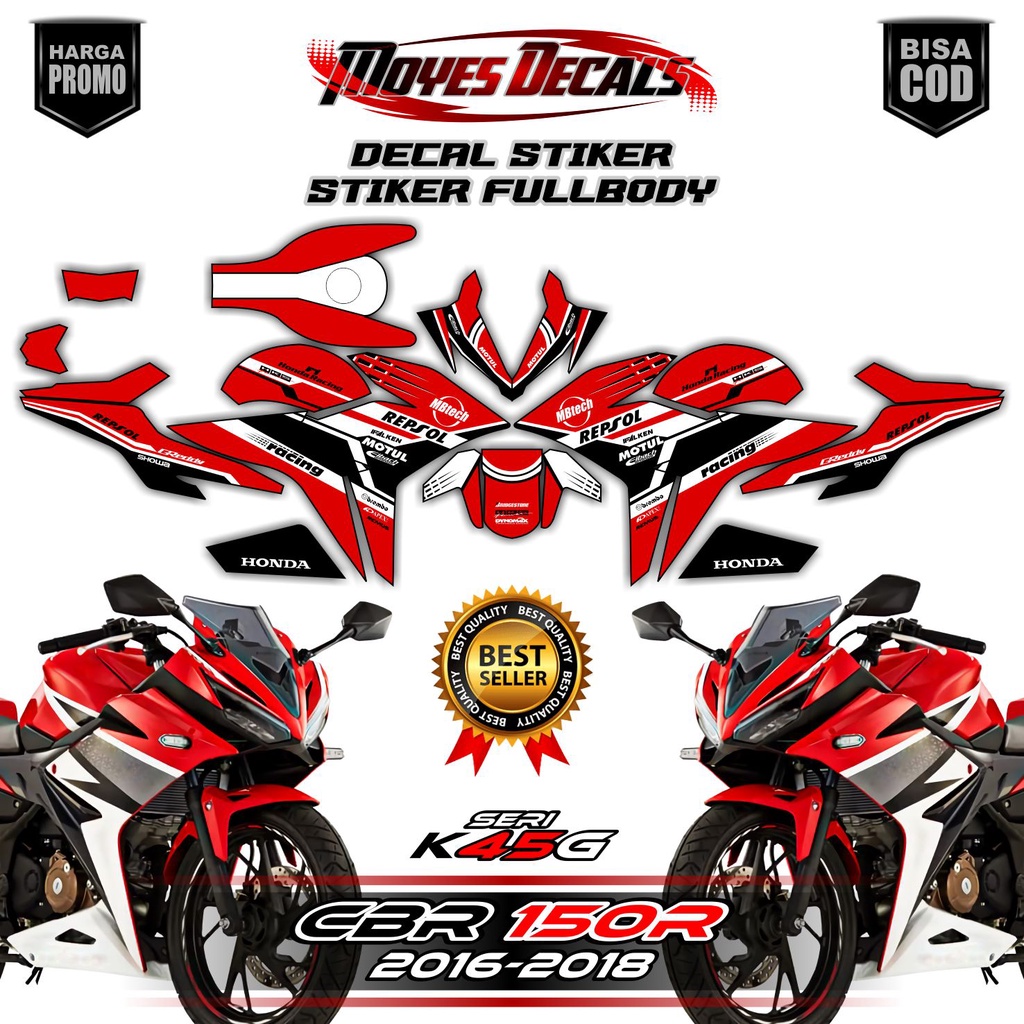 Decal CBR 150R 2016 / Decal CBR150R 2017 / Stiker CBR150R Facelift 2018 Full Body Motif Custom