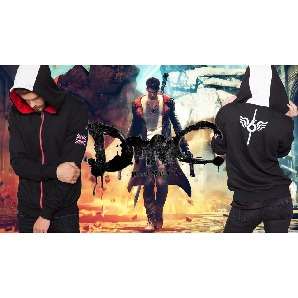 Hp41394Rebellion Hoodie - Dmc: Devil May Cry Jacket Jaket Game Jepang Anime Cosplay Dante Tattoo
