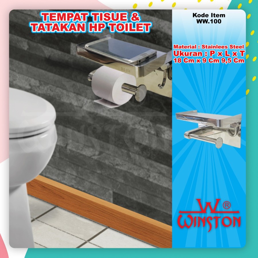 RAK TISU STAINLESS 304 WINSTON Tissue Toilet / TEMPAT HP / rak tisu Stainless 304
