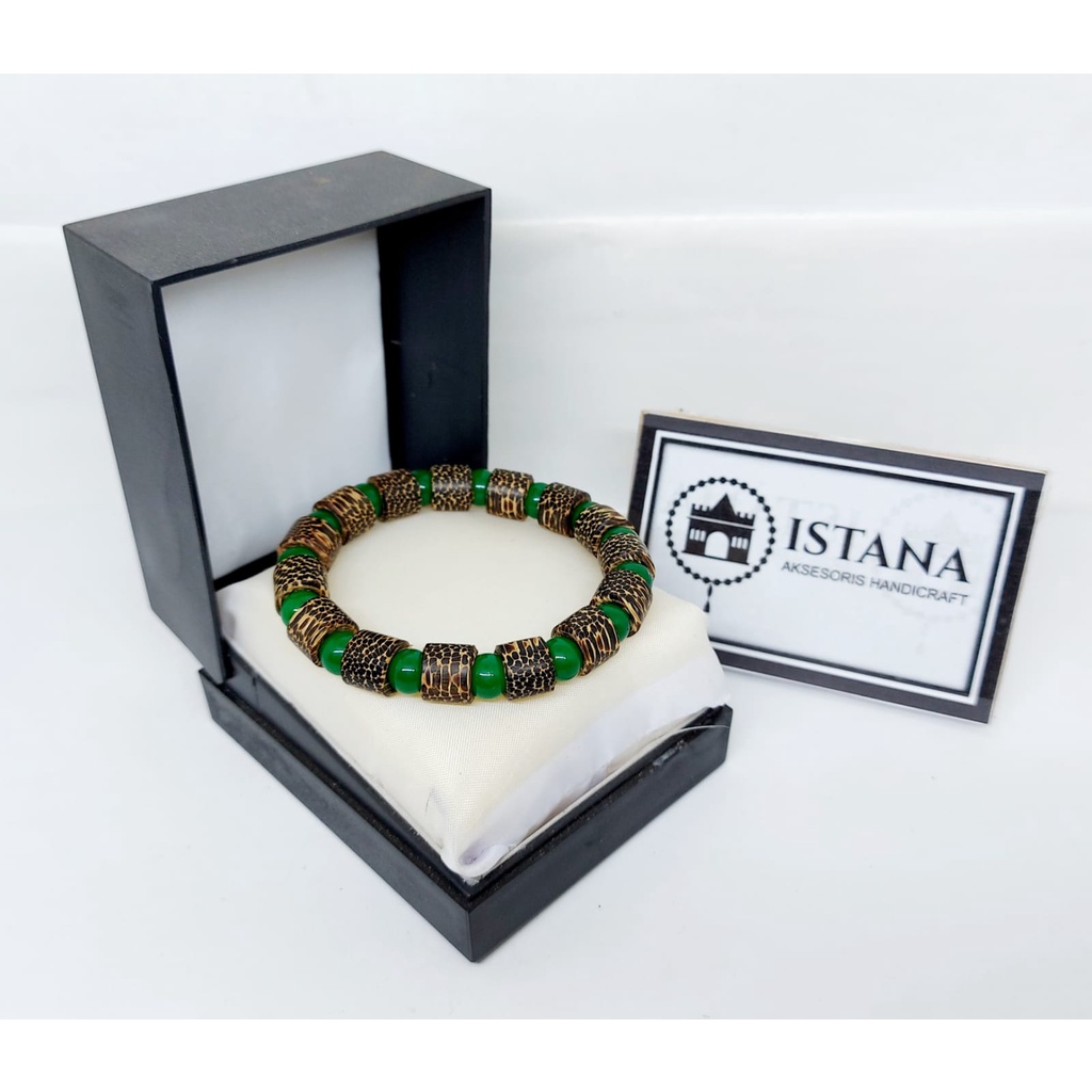 gelang liwung hitam kombinasi batu giok KALIMANTAN