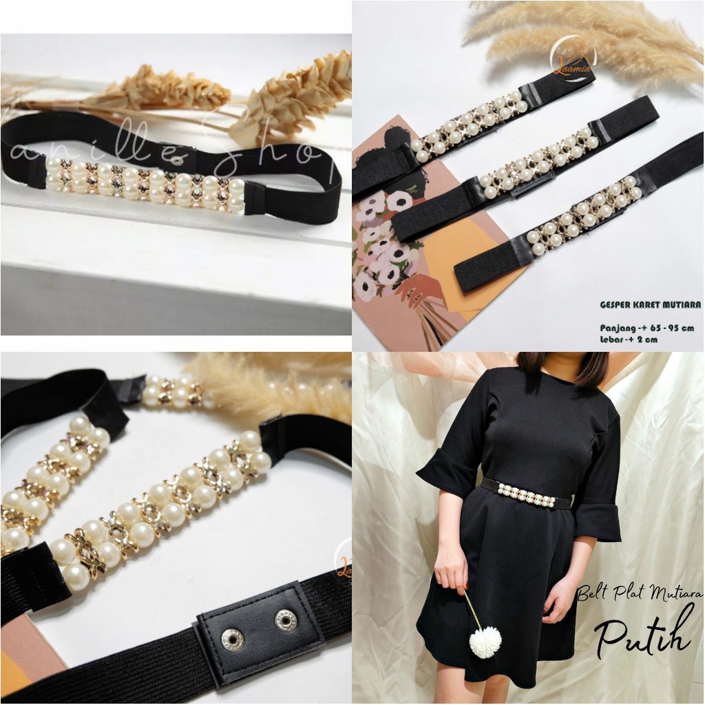 IKAT PINGGANG WANITA BELT MUTIARA FASHION SR293 ELEGAN SABUK GESPER ELASTIS DRESS PEREMPUAN